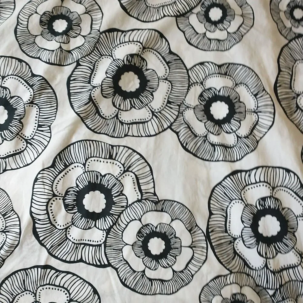 Pottery Barn Dorm Twin Mini Fleur Duvet Cover Black White Floral Organic Cotton